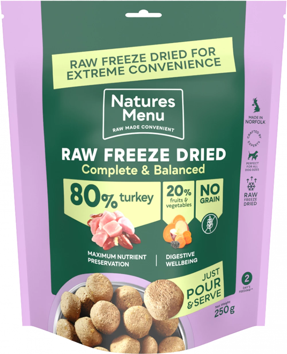 Natures Menu Freeze Dried Dog Food 80/20 Turkey