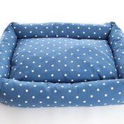This quality bolster dog bed will bring luxurious comfort for your dog, with its dotty denim cover will be an elegant and stylish addition to your home.