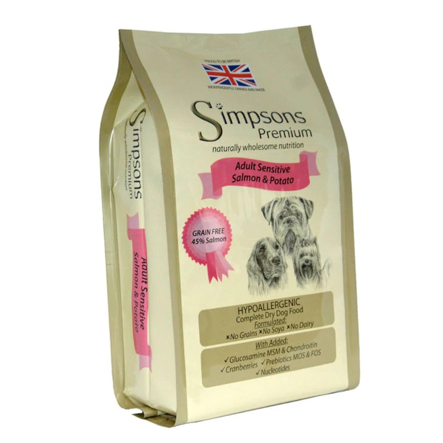 Simpsons Premium Adult Dog Food Sensitive Salmon Potato 12kg