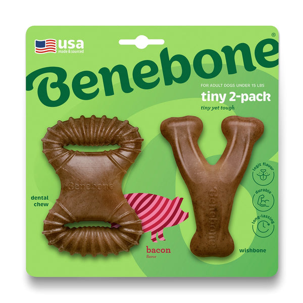 Benebone Tiny 2-Pack Dental Chew/Wishbone Bacon