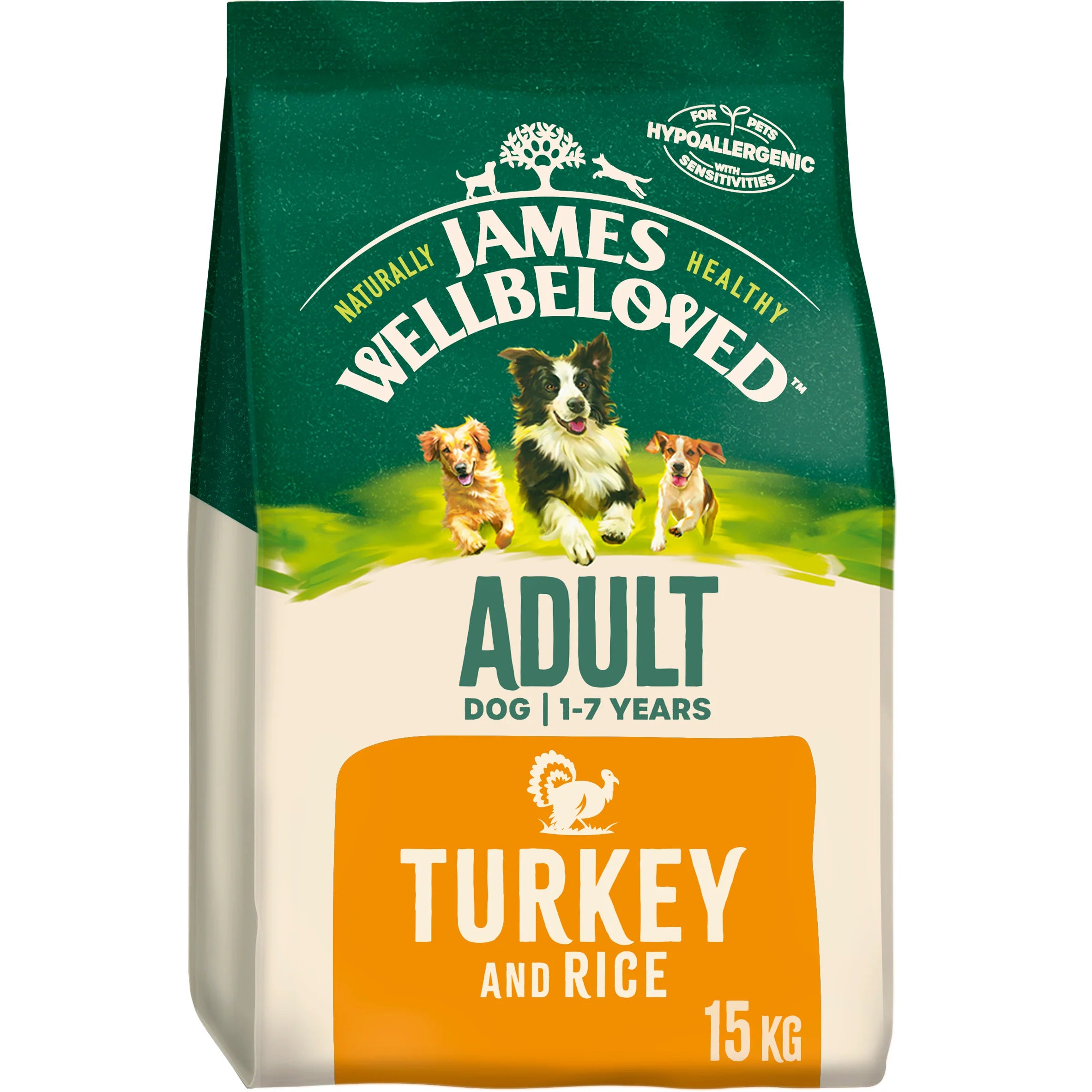 James Wellbeloved Adult Turkey and Rice dry dog food, 15kg bag