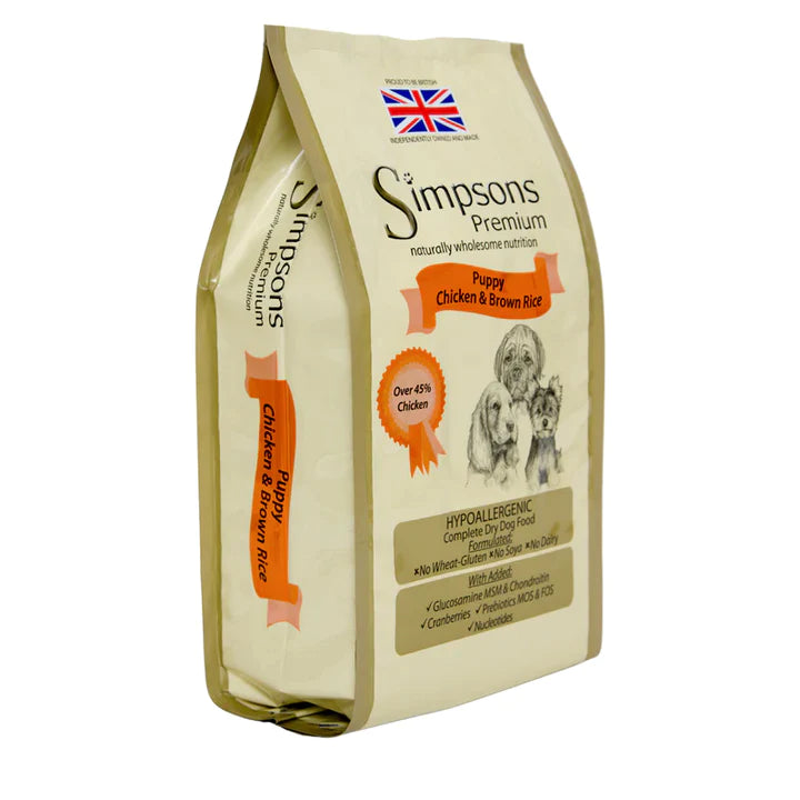 Simpsons Premium Puppy Dry Dog Food - Chicken & Brown Rice - 12kg