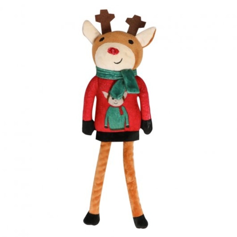Festive Reindeer Plush Toy With Rope Legs