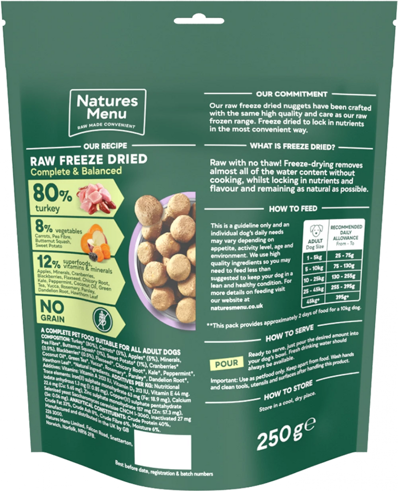 Natures Menu Freeze Dried Dog Food 80/20 Turkey