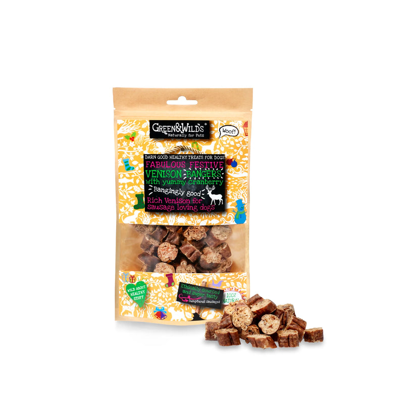 Green & Wild's Venison & Cranberry Christmas Bangers 75g