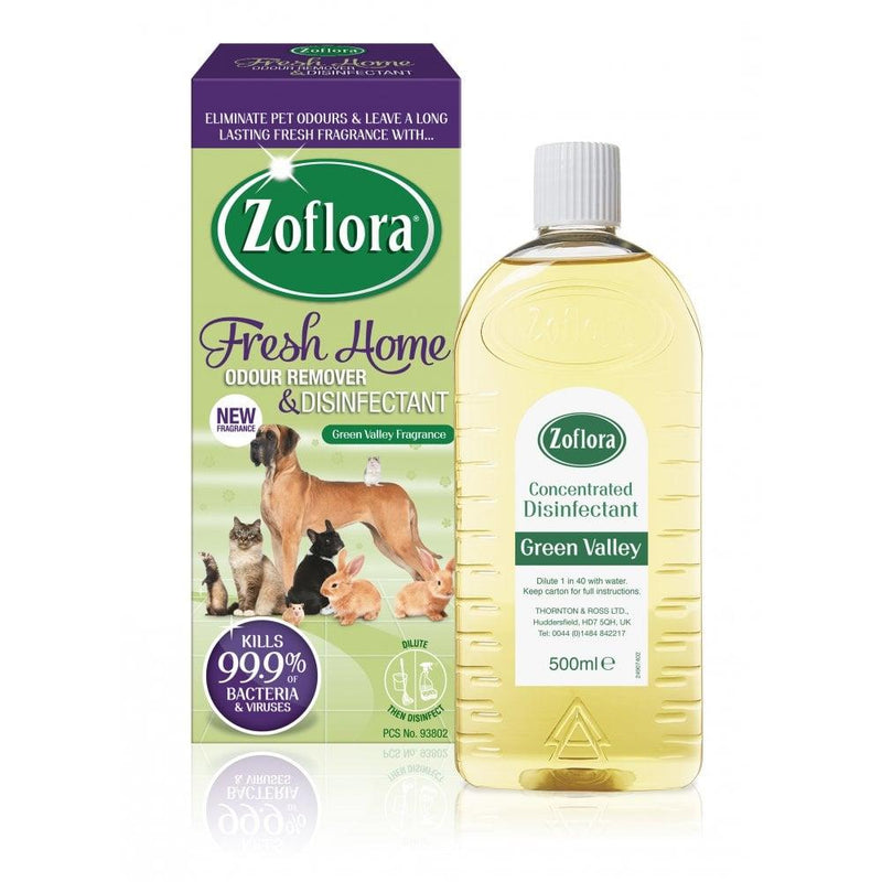 Zoflora Fresh Home Disinfectant. Zoflora Fresh Home Green Valley Disinfectant, Fruity-fresh scented, pet-friendly disinfectant for use around the home.. 500ml