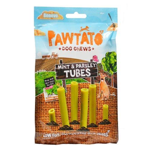 benevo pawtato tubes with mint parsley root vegan dog chew dog treats benevos 783816 500x500