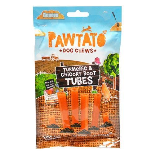 benevo pawtato tubes with turmeric chicory root vegan dog chew dog treats benevos 669471 500x500