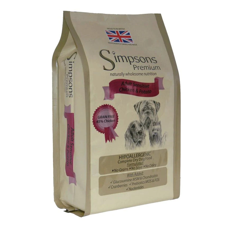 Simpsons Premium Adult Dog Food Sensitive Chicken Potato 12kg
